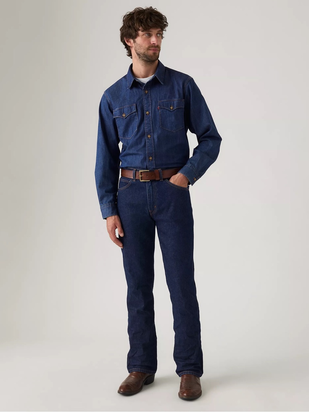 Levis 537 Western Bootcut Mens Cowboys Rodeo Jeans Dark Blue Wash NWT $59